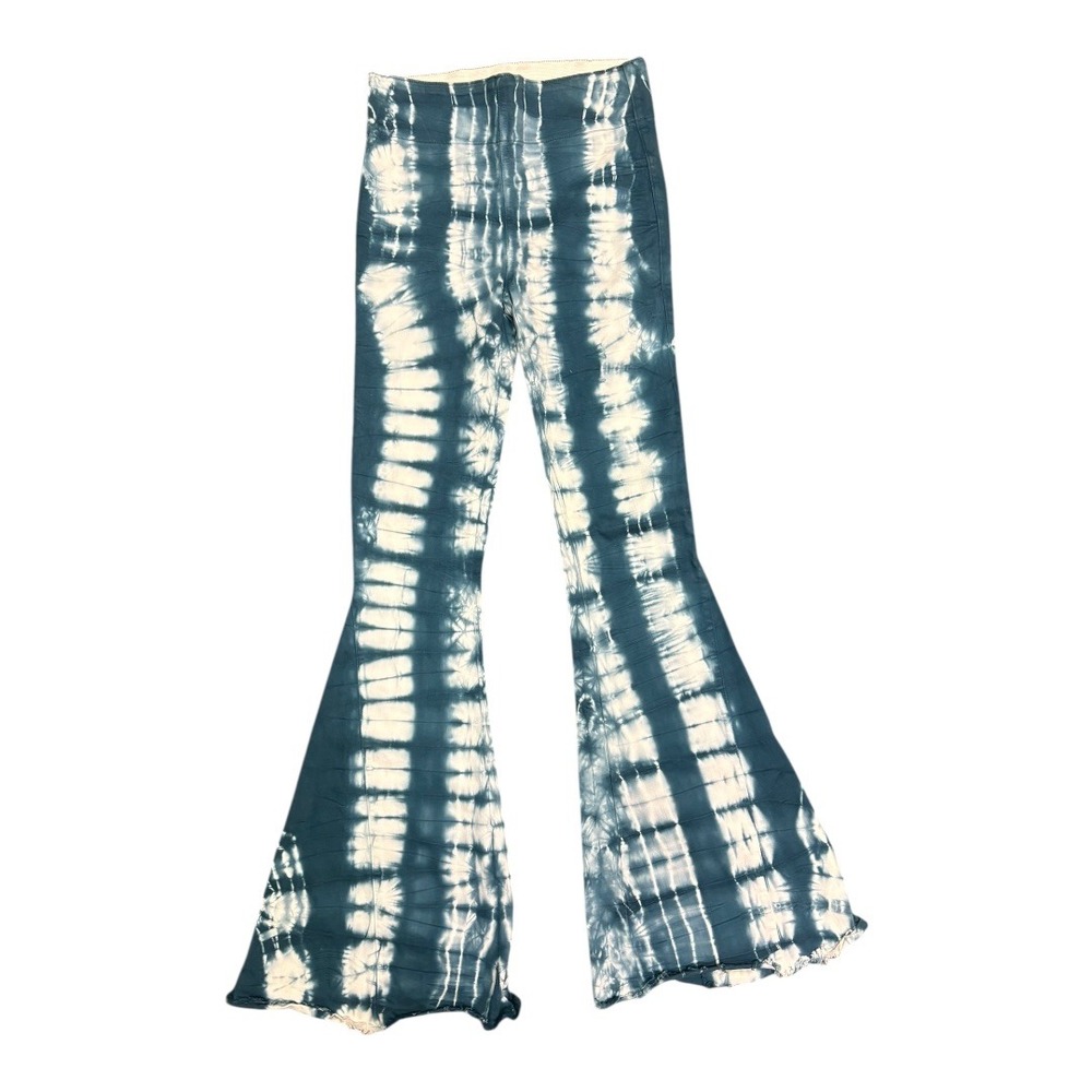 Show My Your Mumu Mumu Blue Berkley Bells Tie Dye sz Lg Pull On Frayed Hem